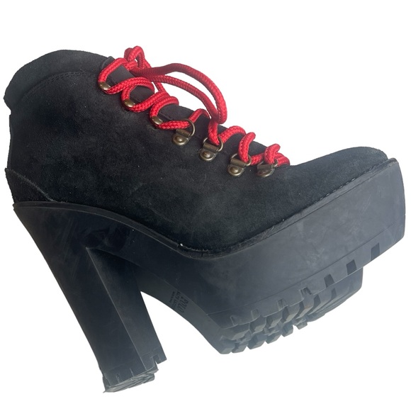 Ralph Lauren Polo Helene Black Platform Suede Boots Booties Lace Up 38.5 8.5 - Picture 5 of 9